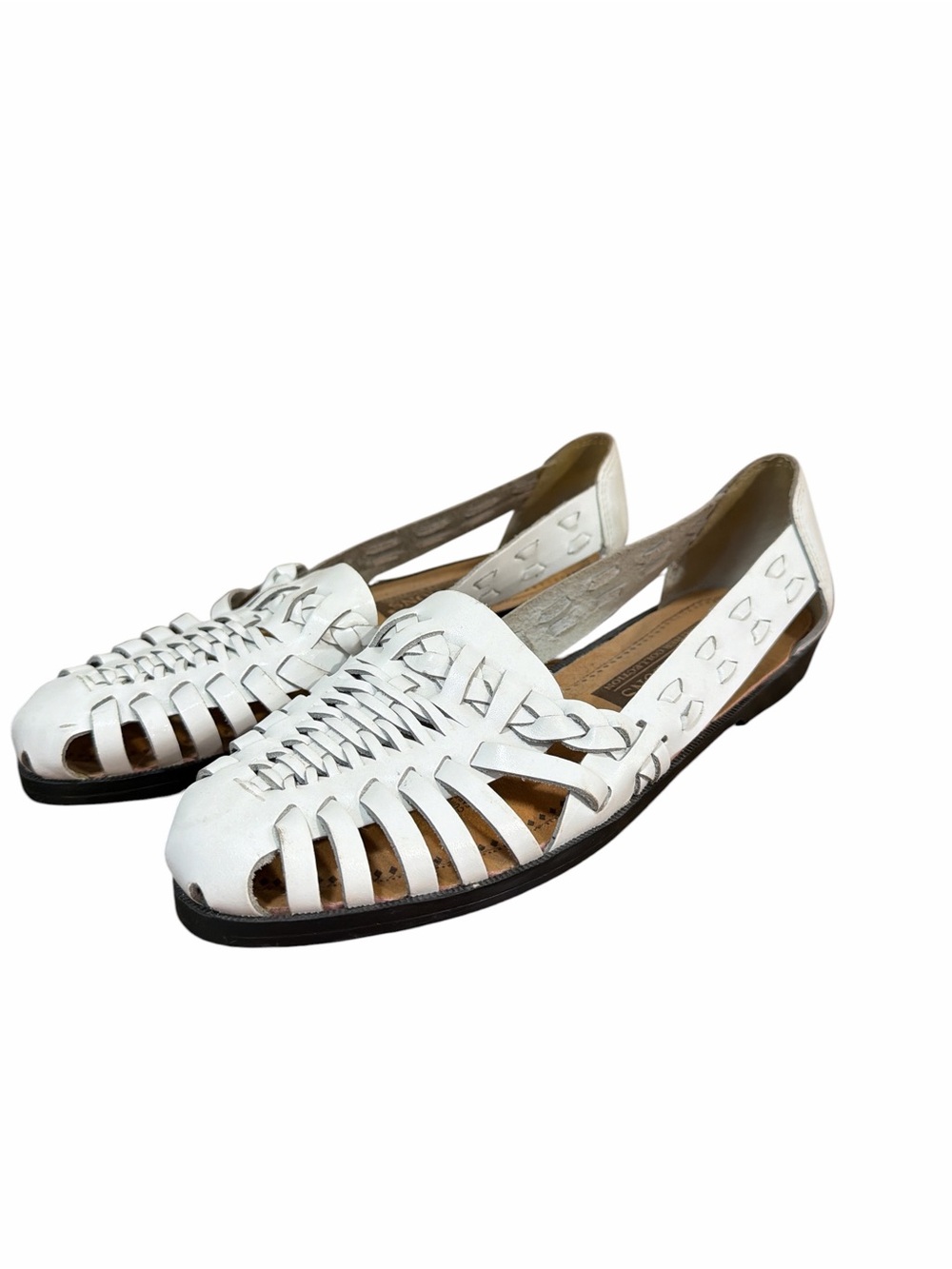 Predictions Leather Collection White Huarache Sandals Women’s 7 Woven Fisherman